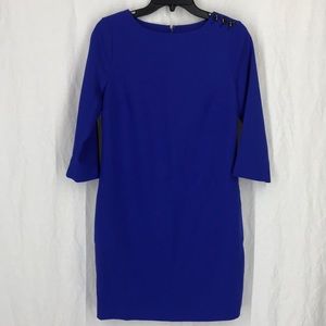 Banana Republic 3/4 sleeve blue sheath dress with pockets L/XL